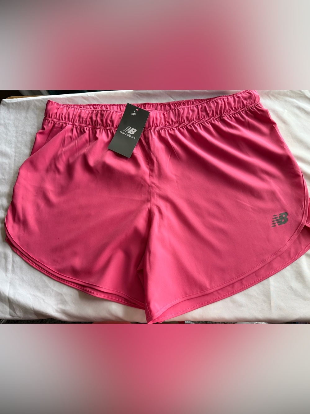 New Balance Womens Core 5 Inch Running Shorts Pink NWT Size L Athletic 5"